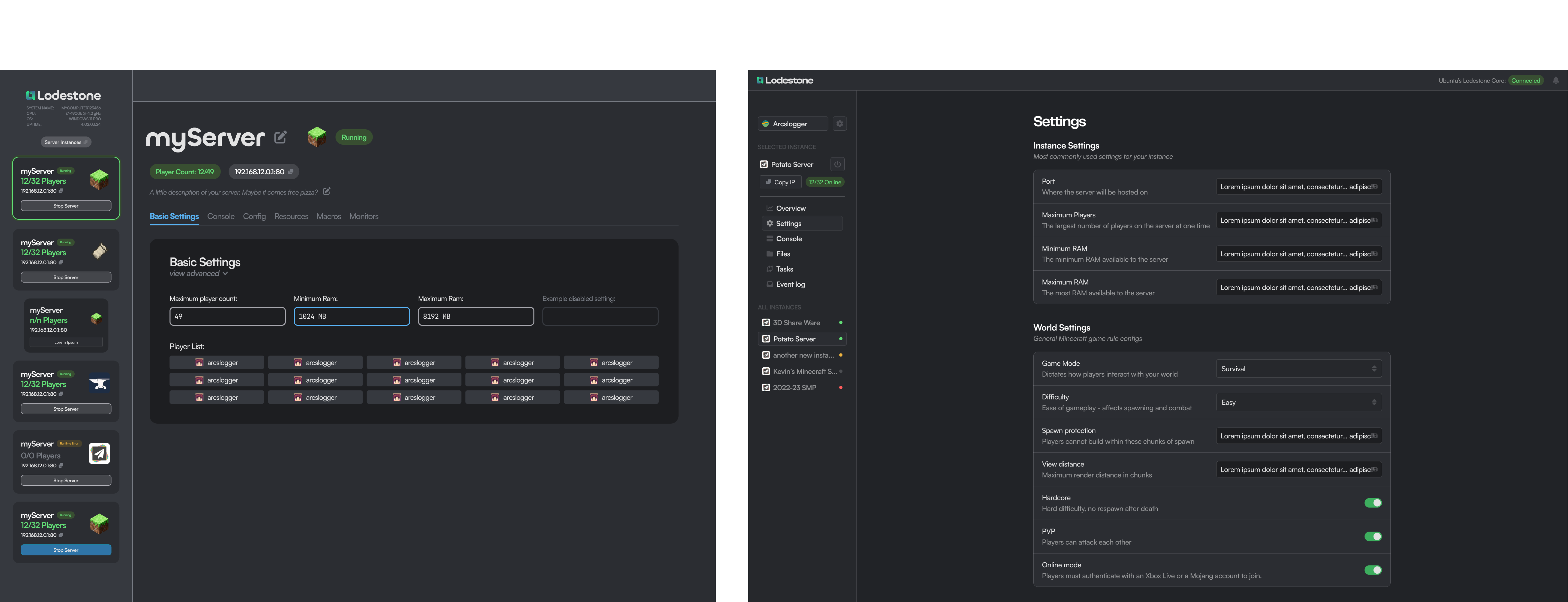 Comparison of first and last prototypes of dashboard